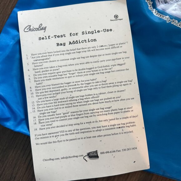 NWT TWO-SET ChicoBag Reusable Market Grocery Tote Bag in Blue - "WE ARE ONE" - Picture 10 of 11